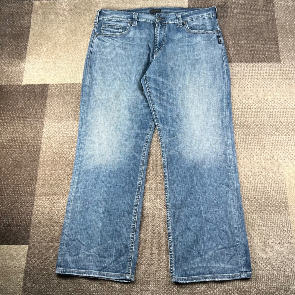 Silver Jeans Co Gordie Loose Baggy Wide Leg Medium Wash Denim 38X32 Whiskering